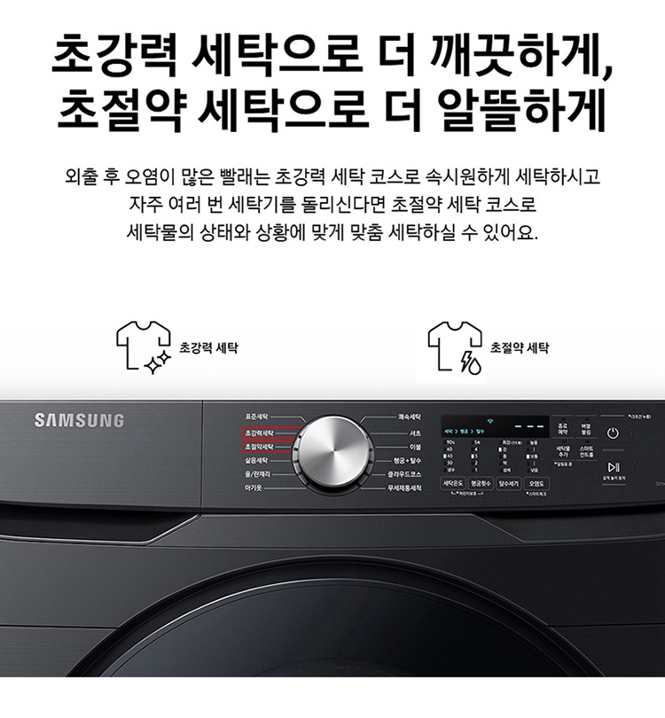 버블워시와 초강력 워터샷 세탁 원리 설명
