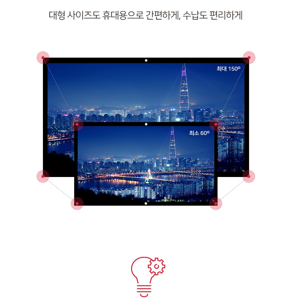 스크린을 접어 휴대·수납하는 방법 안내 이미지