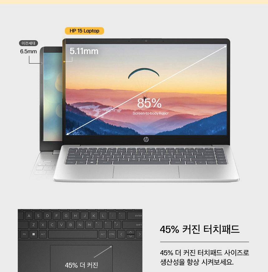 이전 세대와 크기 비교 도표