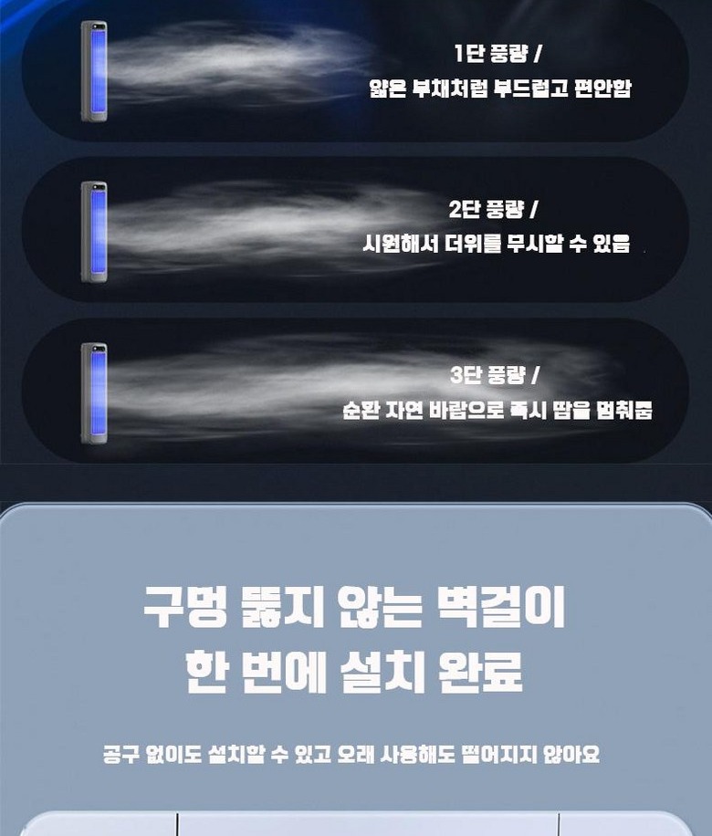 벽걸이 순환 냉풍 선풍기 제품 특징 정리 이미지