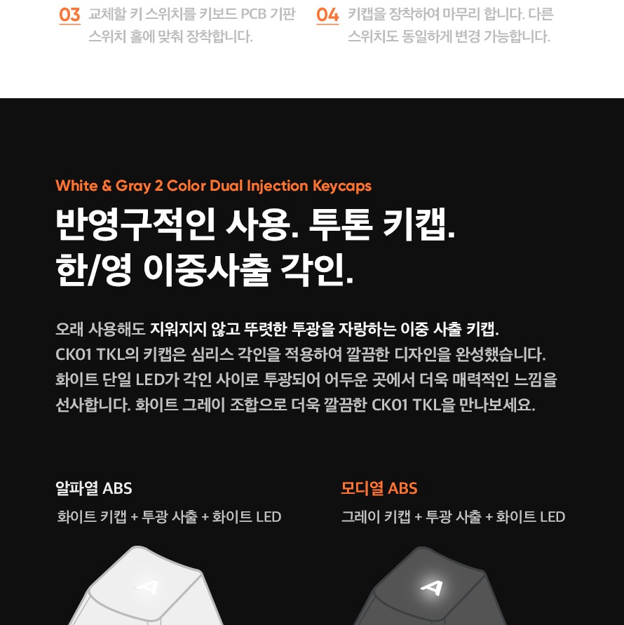 이중사출 키캡과 스위치 교체 구성