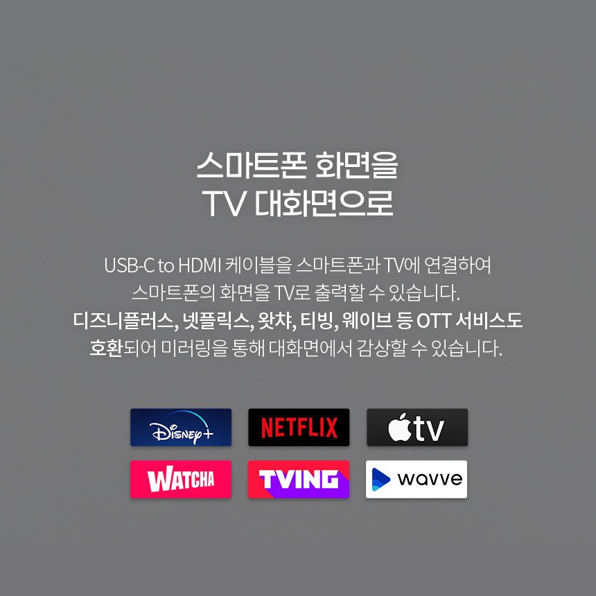 USB-C 입력과 HDMI 출력 안내