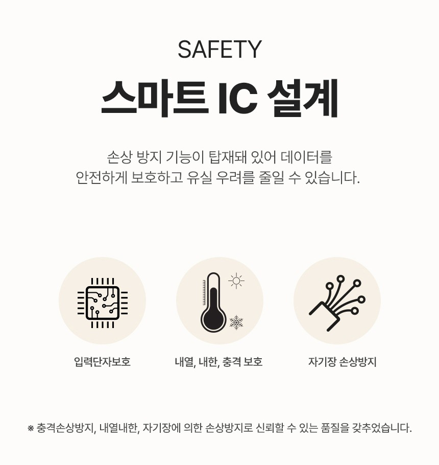 여섯 가지 저장용량 안내 이미지