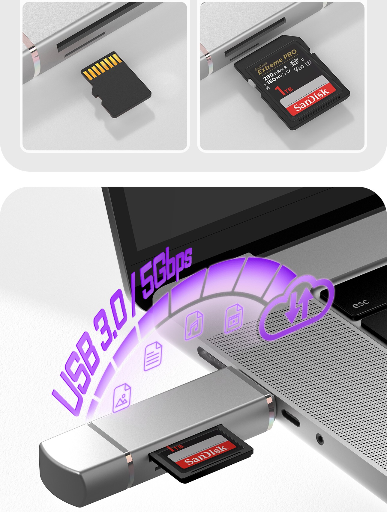 SD와 Micro SD 슬롯 구성