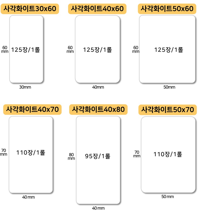 쌍 라벨 규격 안내