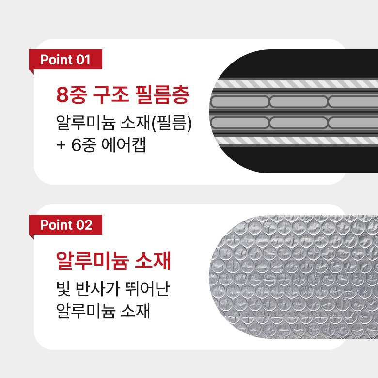알루미늄과 에어캡 층 구성